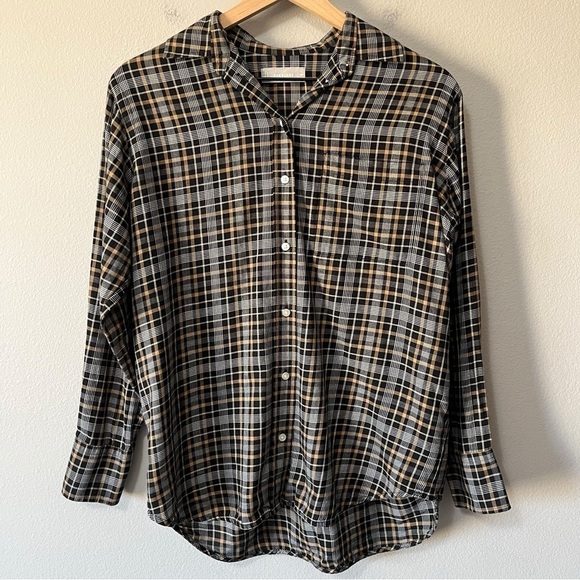 Everlane Women's Size 00 Lightweight Flannel Oversized Button Down Shirt Plaid - Picture 6 of 13